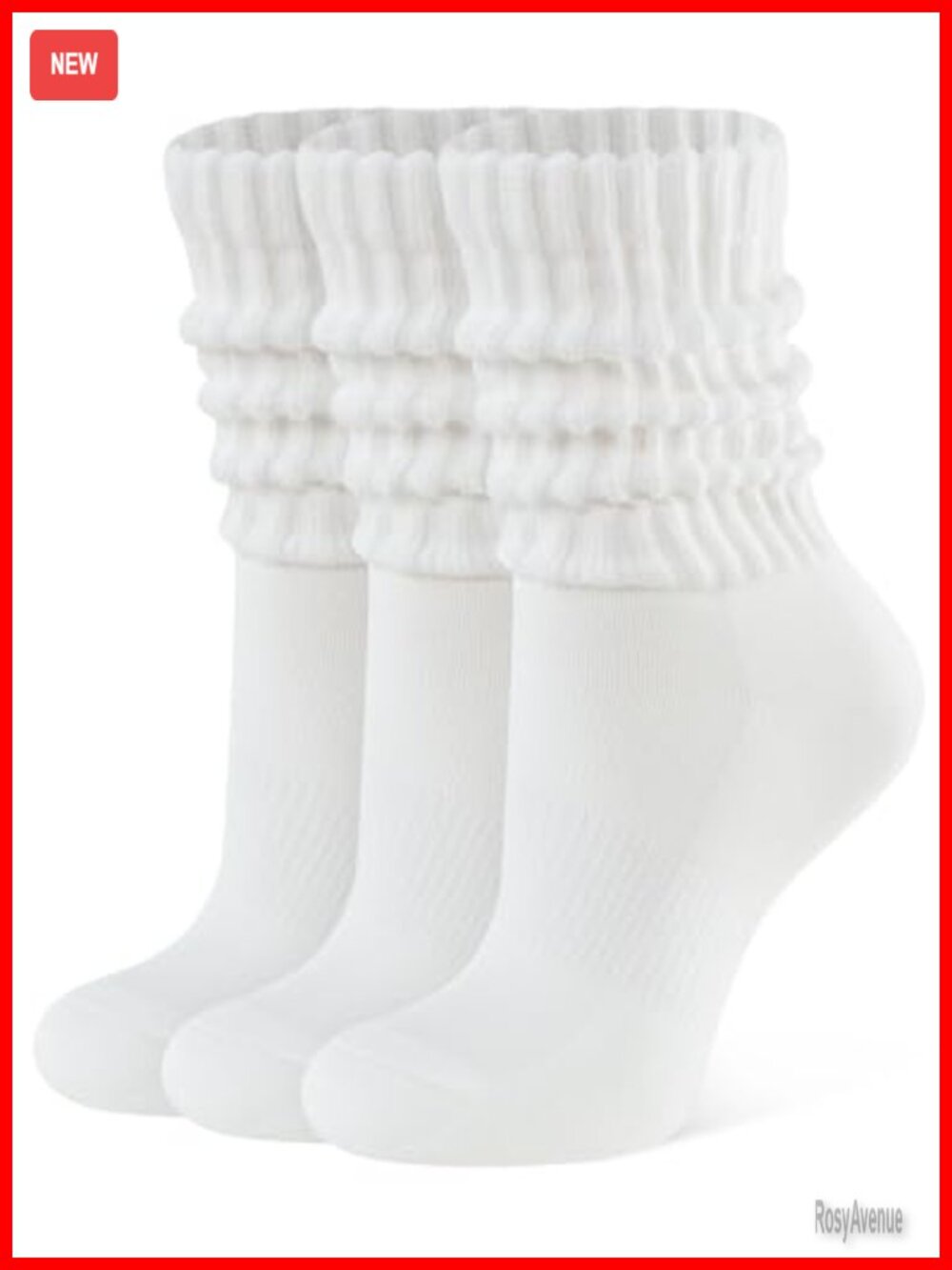 Womens Crew Socks Scrunched Slouchy Cotton Retro 3 Pairs